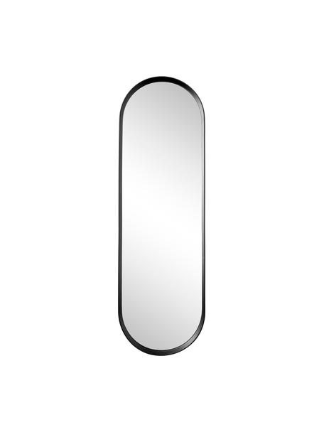 Specchio ovale da parete con cornice in alluminio nero Norm, Cornice: alluminio verniciato a po, Superficie dello specchio: lastra di vetro, Nero, Larg. 40 x Alt. 130 cm