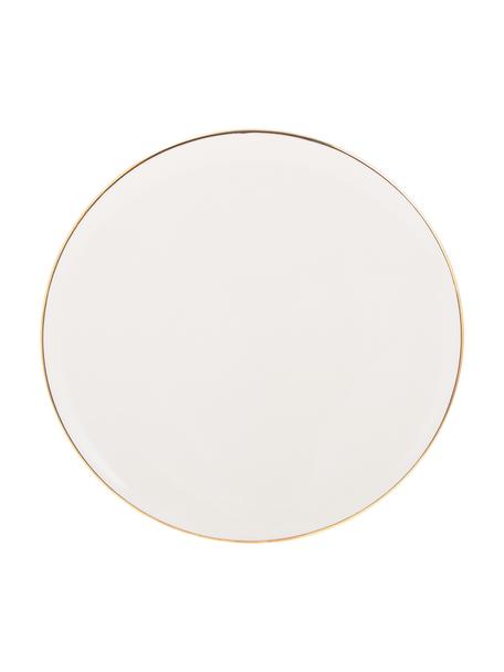 Ręcznie wykonany talerz śniadaniowy Allure, 6 szt., Ceramika, Biały, odcienie złotego, Ø 21 cm