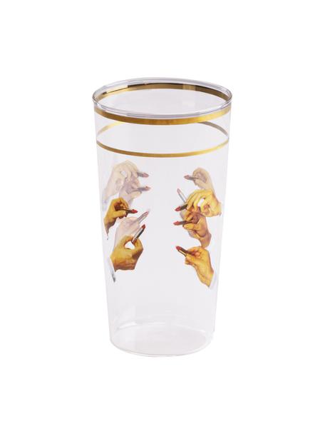 Verre à eau design Lipsticks, Mains avec des rouges à lèvres, Ø 7 x haut. 13 cm, 375 ml