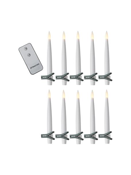 Batteriebetriebene LED-Kerzen Zoe 11-tlg., warmweiß, Kunststoff, Weiß, Grün, B 2 x H 16 cm