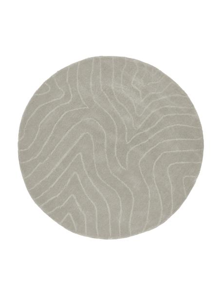 Tappeto rotondo in lana grigio chiaro taftato a mano Aaron, Retro: 100% cotone Nel caso dei , Grigio chiaro, Ø 150 cm (taglia M)
