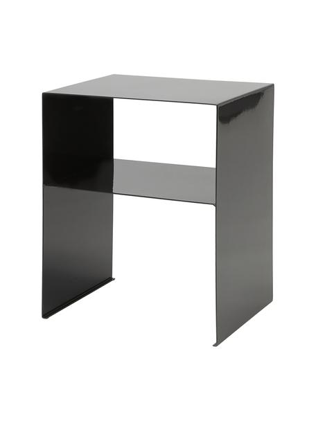 Tavolino in metallo Fari, Metallo rivestito, Nero, Larg. 40 x Prof. 32 cm
