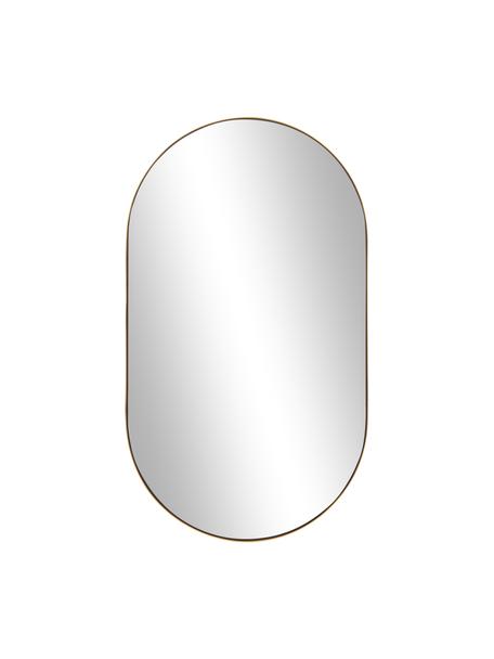 Specchio ovale da parete con cornice in metallo dorato Lucia, Cornice: metallo, Superficie dello specchio: lastra di vetro, Retro: pannello di fibra a media, Dorato, Larg. 40 x Alt. 70 cm