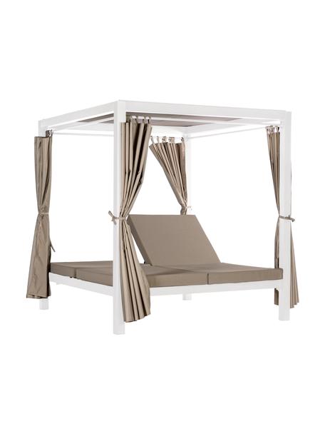Tumbona doble con techo para exterior Dream, Tapizado: plástico, Estructura: aluminio con pintura en p, Blanco, beige, An 188 x Al 205 cm