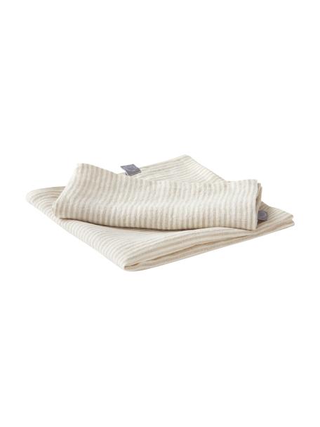 Gestreifte Leinen-Servietten Alina, 2 Stück, 100 % Leinen, Beige, gestreift, B 45 x L 45 cm