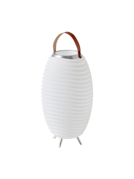 Lampe de jardin mobile avec haut-parleur et refroidisseur de bouteille Synergy S, Blanc, couleur chrome, brun, Ø 32 x haut. 56 cm
