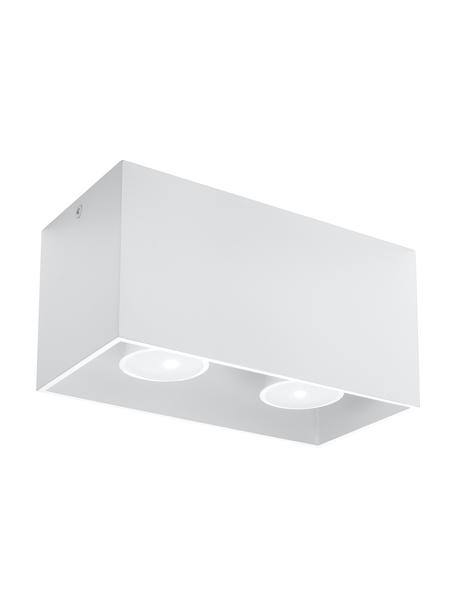 Kleine plafondspot Geo in wit, Lamp: aluminium, Wit, B 20 cm x H 10 cm