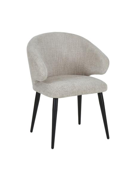 Krzesło z podłokietnikami bouclé Celia, Tapicerka: bouclé (80% poliester, 20, Nogi: metal malowany proszkowo, Jasny szary, S 57 x G 62 cm