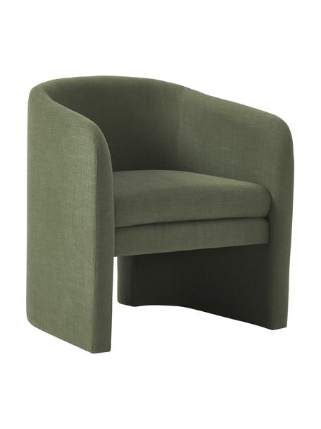 Sillón Mairo, Tapizado: 54% poliéster, 36% viscos, Estructura: madera de pino maciza, Tejido verde bosque, An 68 x F 62 cm