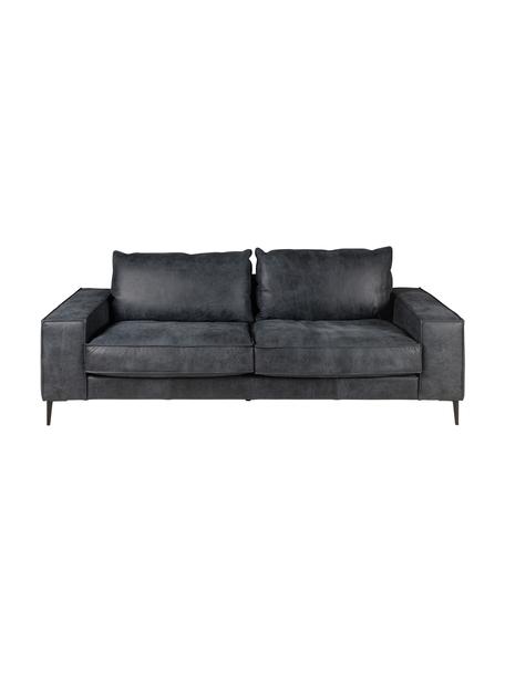 Canapé 3 places en cuir Brett, Cuir gris-noir, larg. 215 x prof. 90 cm
