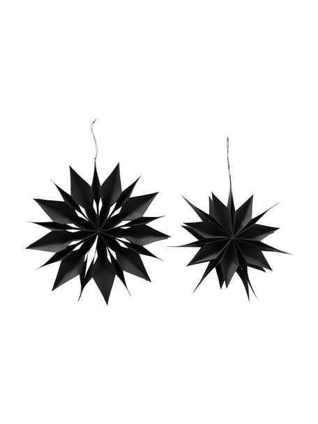 Stern-Anhänger Kassia, 2 Stück, Papier, Schwarz, Set mit verschiedenen Größen
