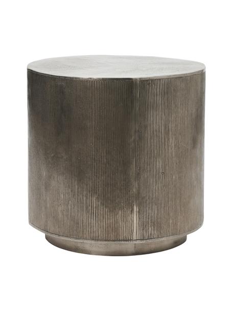 Tavolino rotondo con frontale scanalato Rota, Alluminio, rivestito, pannello di fibra a media densità (MDF), Argentato, Ø 50 x Alt. 50 cm