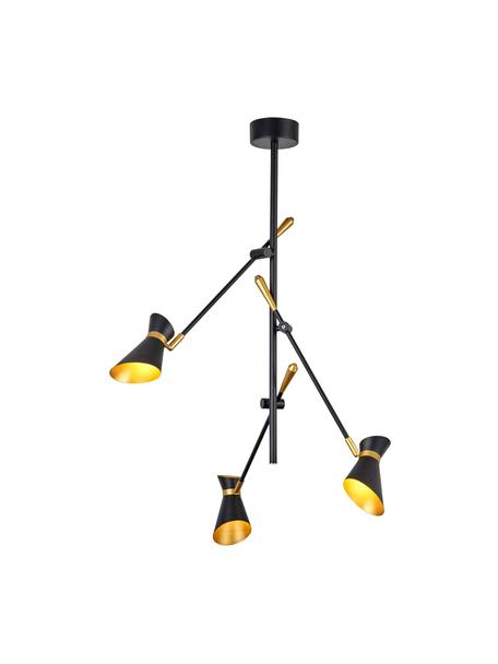 LED hanglamp Diablo in zwart-goudkleur, Lampenkap: staalkleurig, Decoratie: staal, Zwart, goudkleurig, 65 x 69 cm