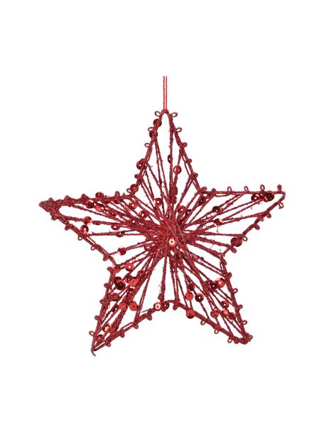 Decoratieve hangers Red Star, 2 stuks, Metaal, Rood, B 15 x H 15 cm