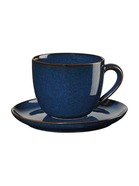 Handgemaakte mokken Midnight van keramiek, 2 stuks, Keramiek, Donkerblauw, Ø 9 x H 8 cm, 230 ml