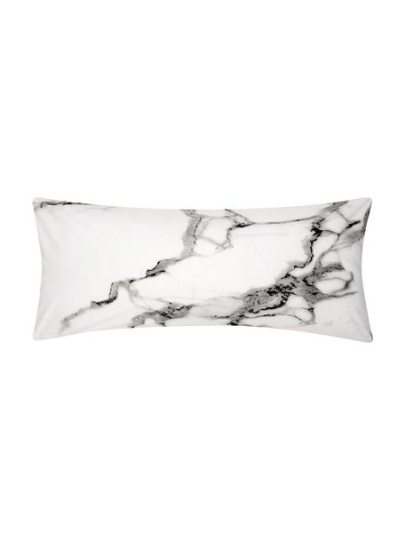 Funda de almohada de percal Malin, 45 x 110 cm, Mármol gris claro y negro, An 45 x L 110 cm