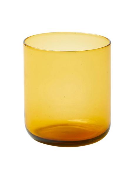 Mondgeblazen waterglazen Bloom in geel, 6 stuks, Mondgeblazen glas, Geel, Ø 7 x H 8 cm, 220 ml