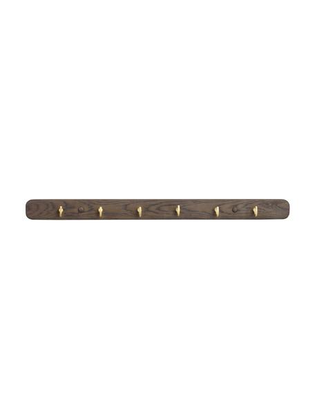 Wandkapstok Inverness van eikenhout, Lijst: eikenhout, bruin gelakt, Eikenhout, goudkleurig, B 65 x H 5 cm
