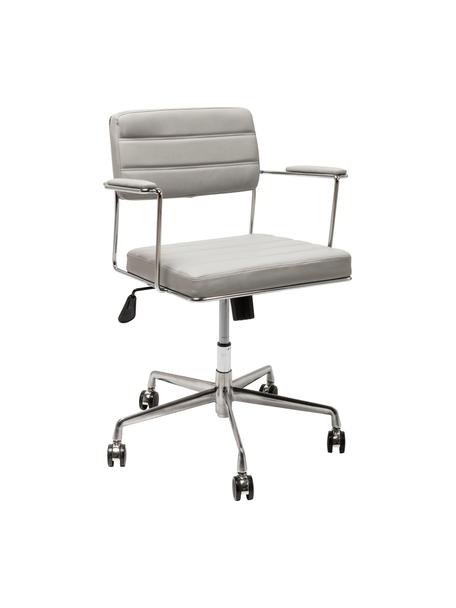 Krzesło biurowe ze sztucznej skóry Dottore, obrotowe, Tapicerka: sztuczna skóra, Stelaż: metal chromowany, Jasny szary, chrom, S 44 x G 50 cm