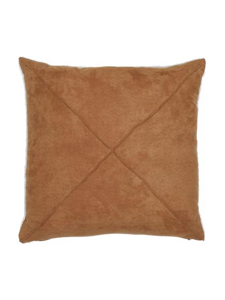 Povlak na polštář v koženém vzhledu s plyšovou kožešinou Tahoe, 100 % polyester, Světle hnědá, Š 50 cm, D 50 cm