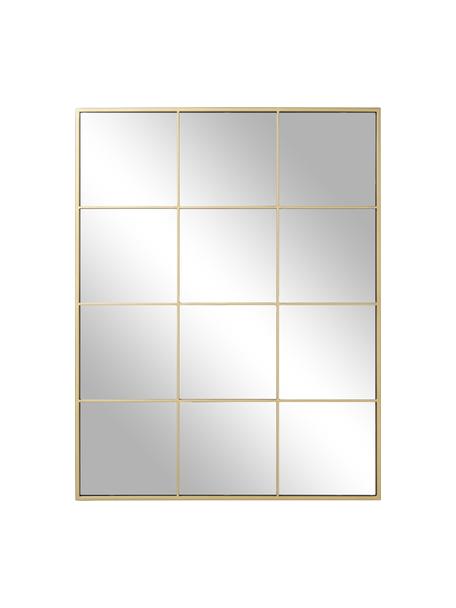 Eckiger Wandspiegel Clarita in Fensteroptik, Rahmen: Metall, pulverbeschichtet, Rückseite: Mitteldichte Holzfaserpla, Spiegelfläche: Spiegelglas, Goldfarben, B 70 x H 90 cm