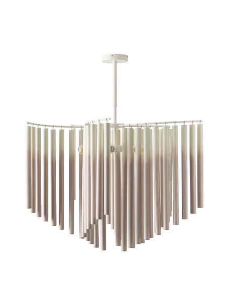 Lámpara de techo grande de diseño Coralie, Pantalla: 100% madera de fresno, Blanco, beige, An 80 x Al 87 cm