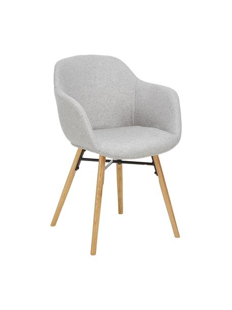 Petite chaise scandinave gris clair Fiji, Tissu gris clair, bois de chêne, larg. 59 x prof. 55 cm