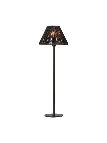 Lámpara de mesa grande de mimbre Corda, Pantalla: malla de papel, Estructura: metal recubierto, Cable: plástico, Negro, Ø 20 x Al 62 cm