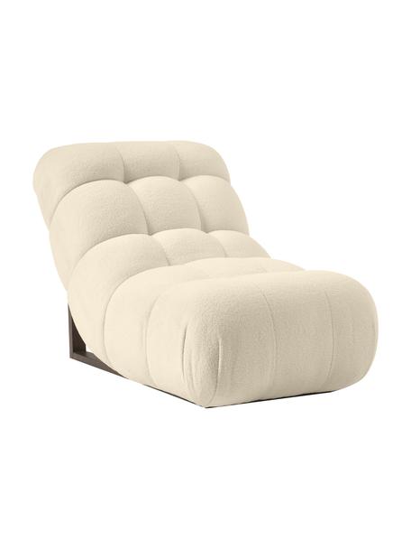 Poltrona in tessuto teddy Stanley, Rivestimento: 100% poliestere Con 40.00, Struttura: legno di frassino massicc, Teddy bianco crema, Larg. 74 x Prof. 122 cm