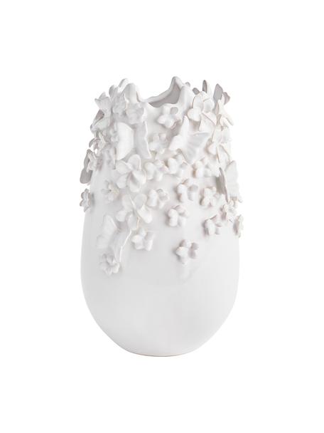 Váza se 3D ornamentem Daphne, Lakovaná kamenina, Bílá, Ø 23 cm x V 35 cm