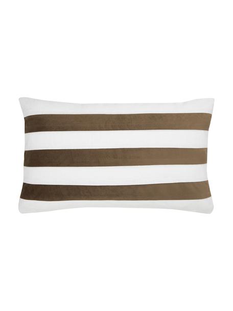 Kussenhoes Maui gemaakt van een fluweel-linnen mix in bruin/wit, Bruin, wit, B 30 x L 50 cm