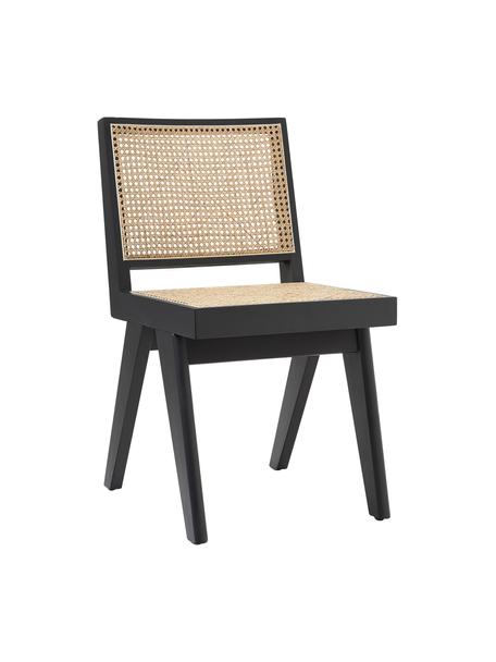 Chaise en bois et cannage Sissi, Rotin, noir, larg. 46 x prof. 56 cm