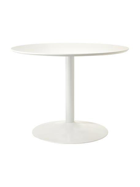 Okrągły stół do jadalni Menorca, Blat: laminat wysokociśnieniowy, Noga: metal malowany proszkowo, Biały, Ø 100 x W 75 cm