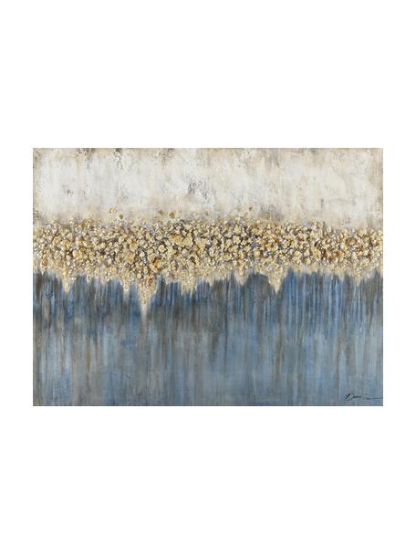Cuadro en lienzo pintado Danish Arts I, Blanco, azul, dorado, An 120 x Al 90 cm