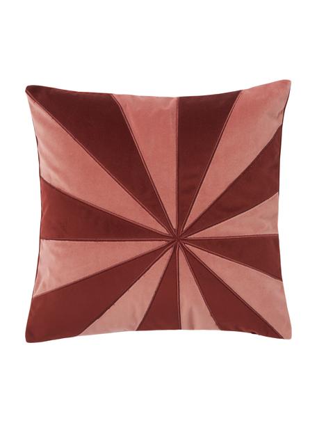 Federa arredo in velluto rosa scuro/rosso Adea, 100% velluto di poliestere, Rosso, rosa, Larg. 45 x Lung. 45 cm