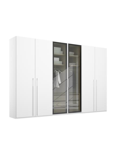 Drehtürenschrank Skat Shine mit beleuchteten Glastüren, Griffe: Metall, beschichtet, Weiß, B 301 x H 223 cm