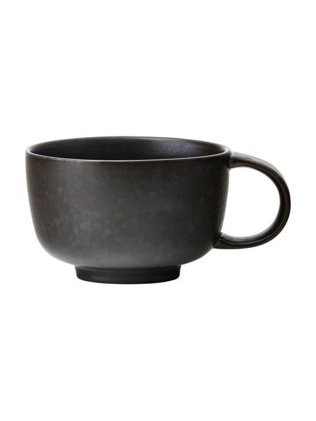 Tazas de té artesanales de porcelana New Norm, 2 uds., Porcelana, Marrón oscuro, Ø 10 x Al 7 cm, 250 ml