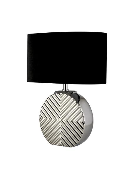 Moderne tafellamp Ceramica van keramiek, Lampenkap: stof, Lampvoet: keramiek, Zwart, zilverkleurig, B 32 cm x H 41 cm