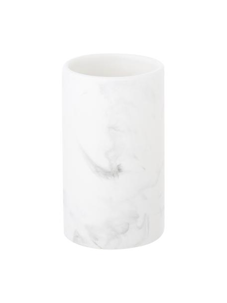 Porta spazzolini in ceramica Daro, Ceramica, Bianco marmorizzato, Ø 7 x Alt. 11 cm