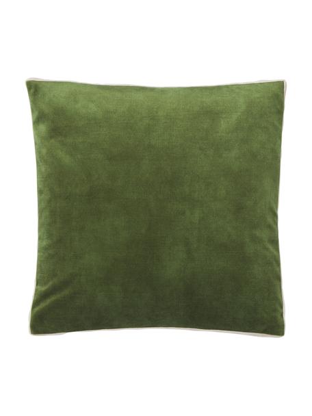 Cojín de terciopelo con ribete Tia, con relleno, Funda: 100% poliéster (terciopel, Terciopelo verde, An 40 x L 40 cm
