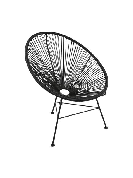Loungesessel Bahia aus Kunststoff-Geflecht, Sitzfläche: Kunststoff, Gestell: Metall, pulverbeschichtet, Schwarz, B 81 x T 73 cm