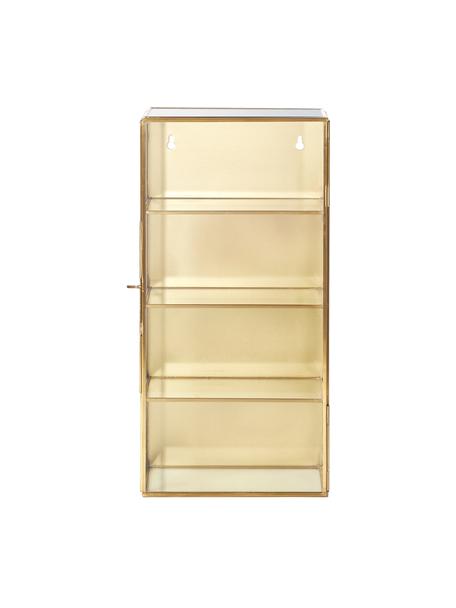 Metalen wandplank Ada in goudkleur met glazen planken en glazen deur, Frame: vermessingd metaal, Goudkleurig, B 20 x H 40 cm