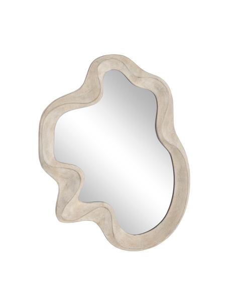 Kleiner Wandspiegel Iro in organischer Form, Spiegelfläche: Spiegelglas, Rahmen: Mitteldichte Holzfaserpla, Rückseite: Mitteldichte Holzfaserpla, Beige, B 46 x H 59 x T 3 cm