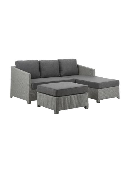 Salotto da giardino Conmay 3 pz, Struttura: alluminio, rattan sinteti, Struttura: grigio Rivestimento: grigio scuro Piano: trasparente, Set in varie misure