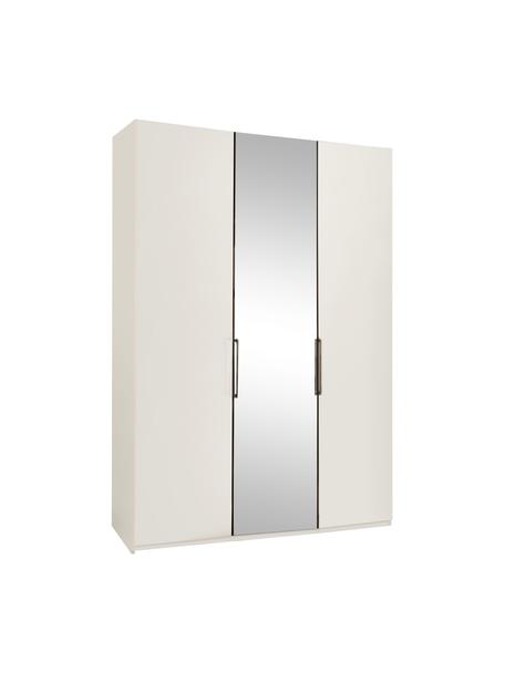 Drehtürenschrank Monaco mit Spiegeltür, 3-türig, Korpus: Holzwerkstoff, lackiert, Griffe: Metall, beschichtet, Weiß, mit Spiegeltüren, B 150 x H 216 cm