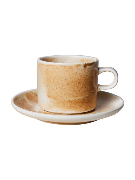 Tasses avec sous-tasses en porcelaine Chef, 4 pièces, Porcelaine, Tons beiges, Ø 8 x haut. 7 cm, 220 ml