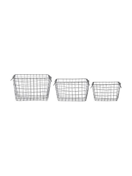 Set de cestas Loft, 3 uds., Metal galvanizado, Gris, Set de diferentes tamaños