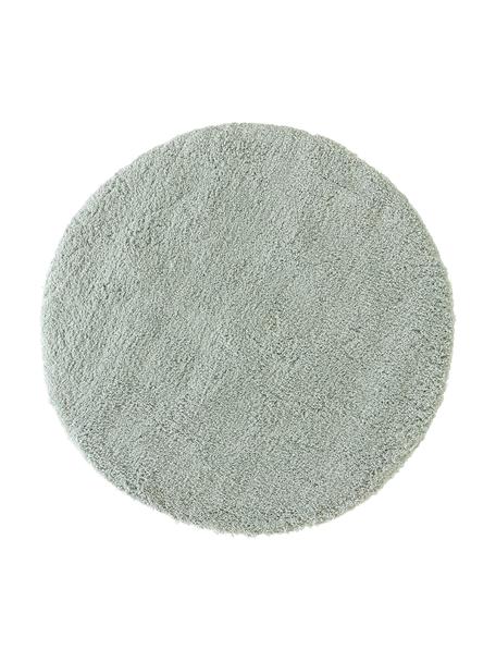Pluizig rond hoogpolig vloerkleed Leighton in mintgroen, Bovenzijde: microvezels (100% polyest, Onderzijde: 70% polyester, 30% katoen, Mintgroen, Ø 120 cm (maat S)