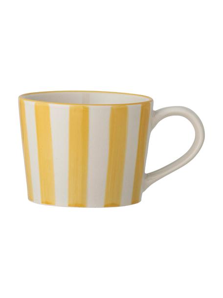 Taza artesanal Begonia, Gres, Amarillo, blanco, Ø 9 x Al 7 cm, 250 ml