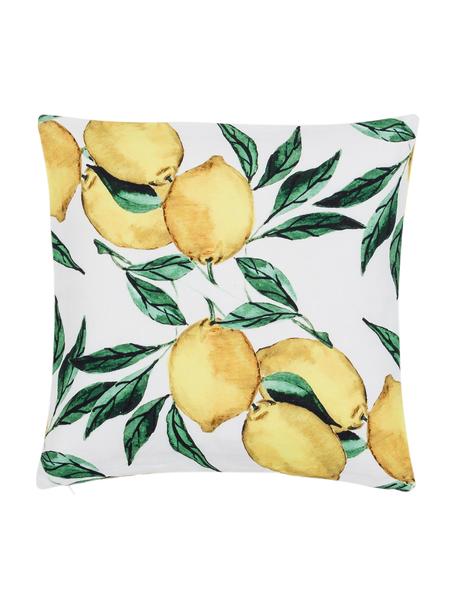 Funda de cojín de algodón Citrus, 100% algodón, Amarillo, verde, blanco, An 40 x L 40 cm